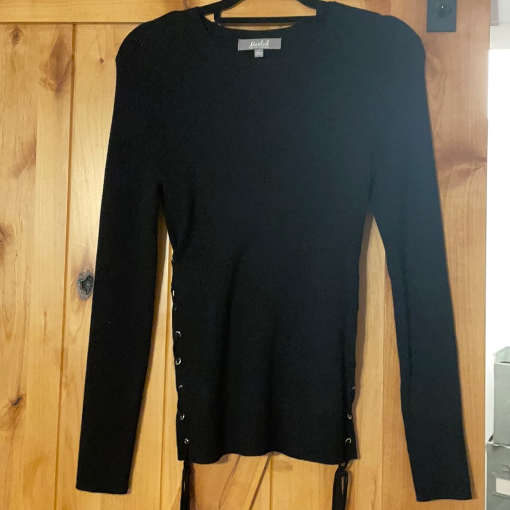 Marled lace up Sweater